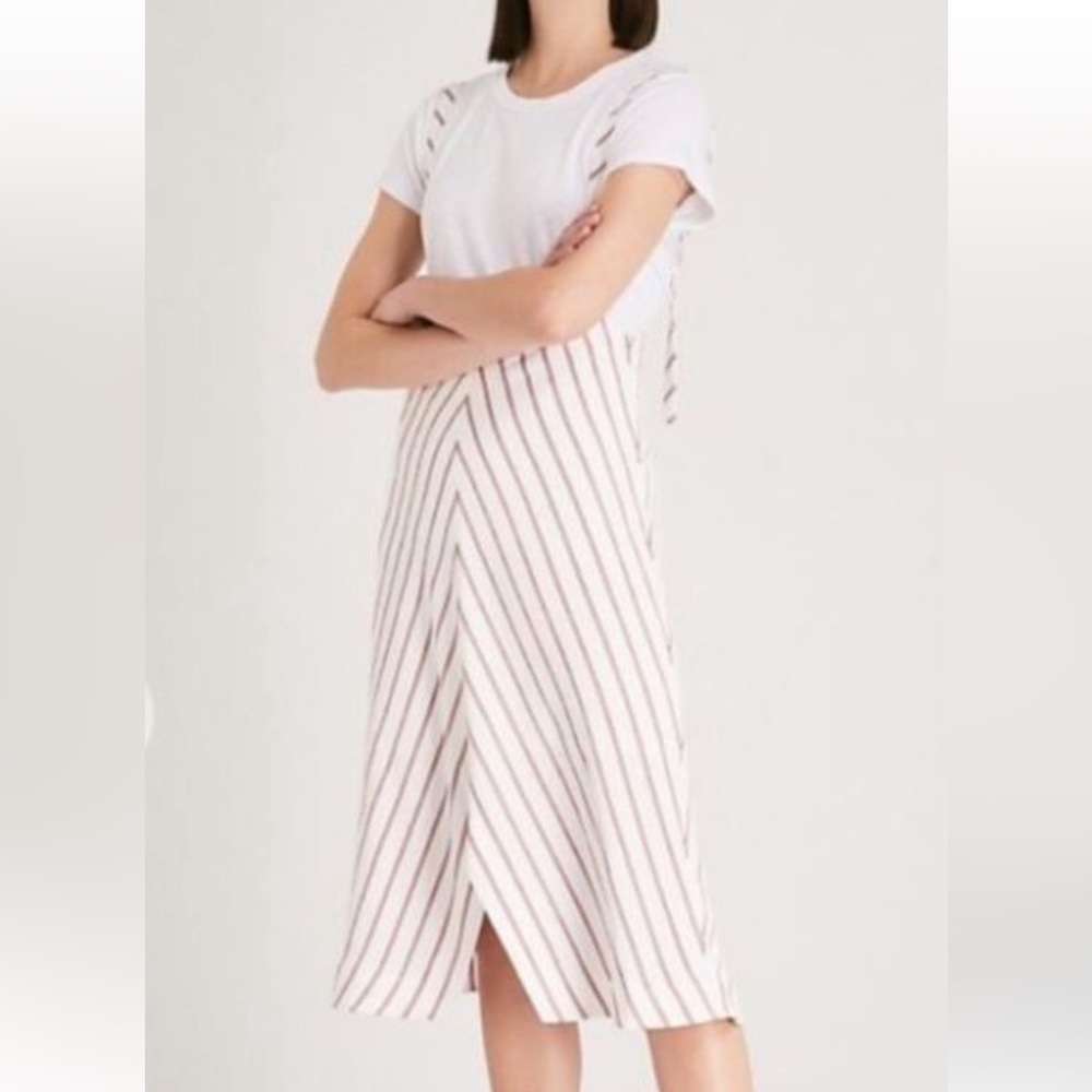 MAJE Rabano Dress white/red striped jumper skirt straps Sz 1